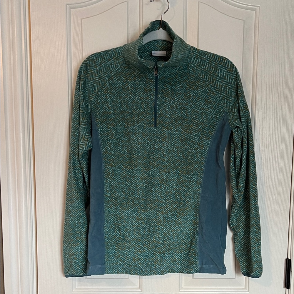 Columbia Green Patterned Quarter-Zip Pullover